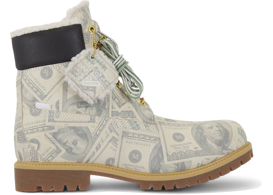 6\& Premium Waterproof Boot Supreme x MM6 Maison Margiela $100 Bills - TIMB-6PWBSXMM-BBROWN