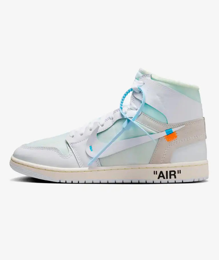 Virgil Abloh Archive x Air Jordan 1 Retro High OG 'Alaska' dettaglio suola e materiali